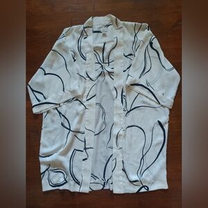 A New Day Short Sleeve White & Black Bouse Cardigan
